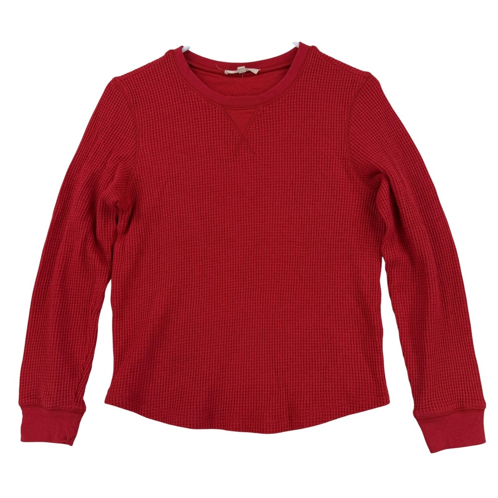 Madewell‎ Shirt Womens Small Red Waffle Knit Crew Neck Long Sleeve Tee Top